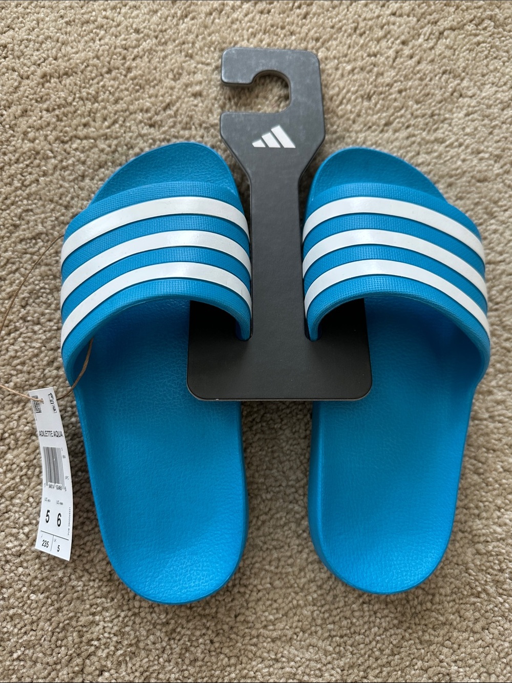 adidas Turquoise & White Slide Sandals
